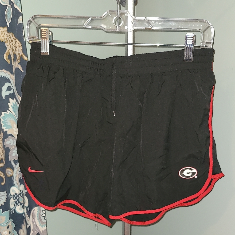 Nike Men's Black Athletic Shorts with Red Trim